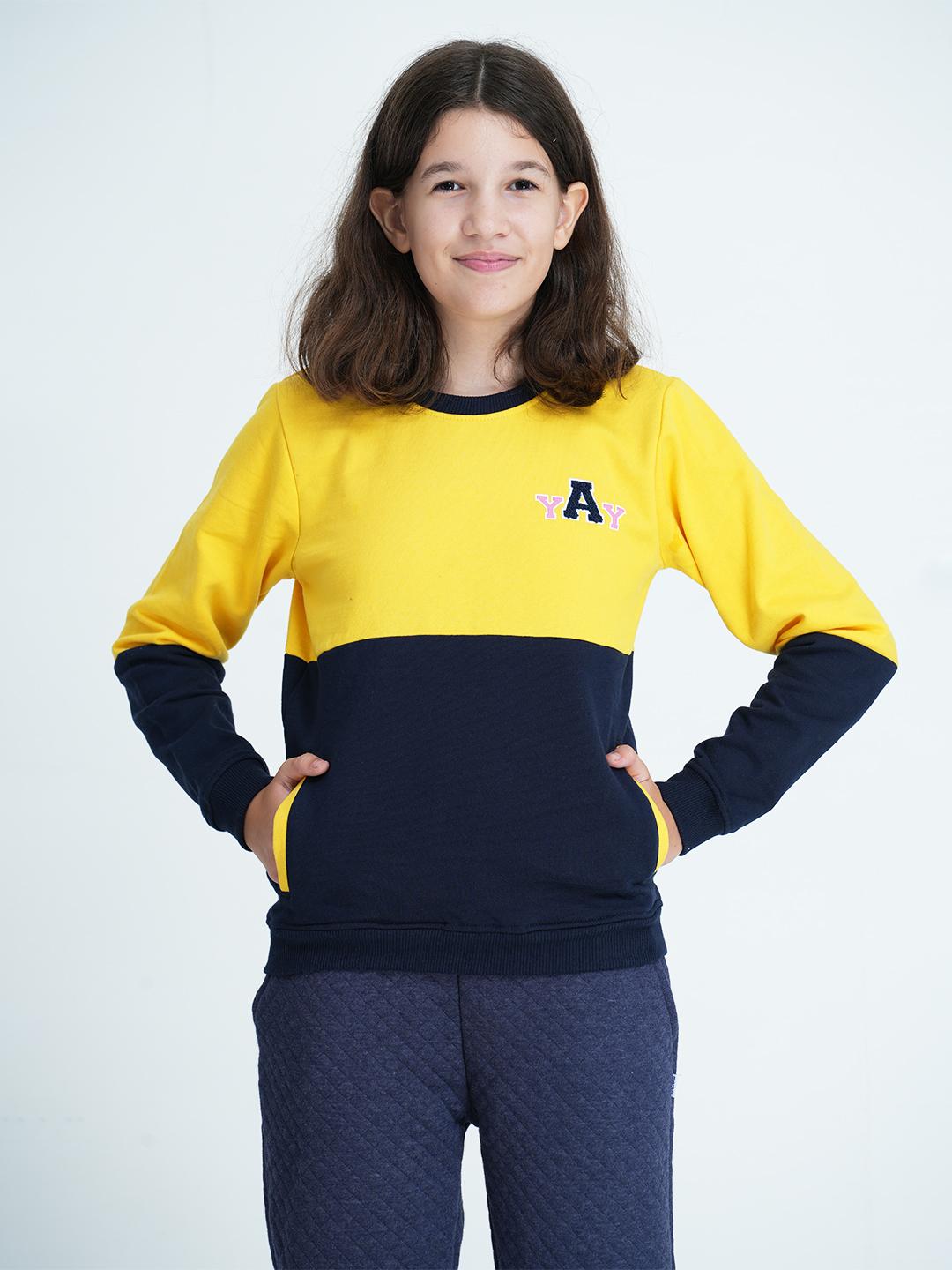 Girls Yellow Black Printed T-Shirt With Pyjamas main image 1