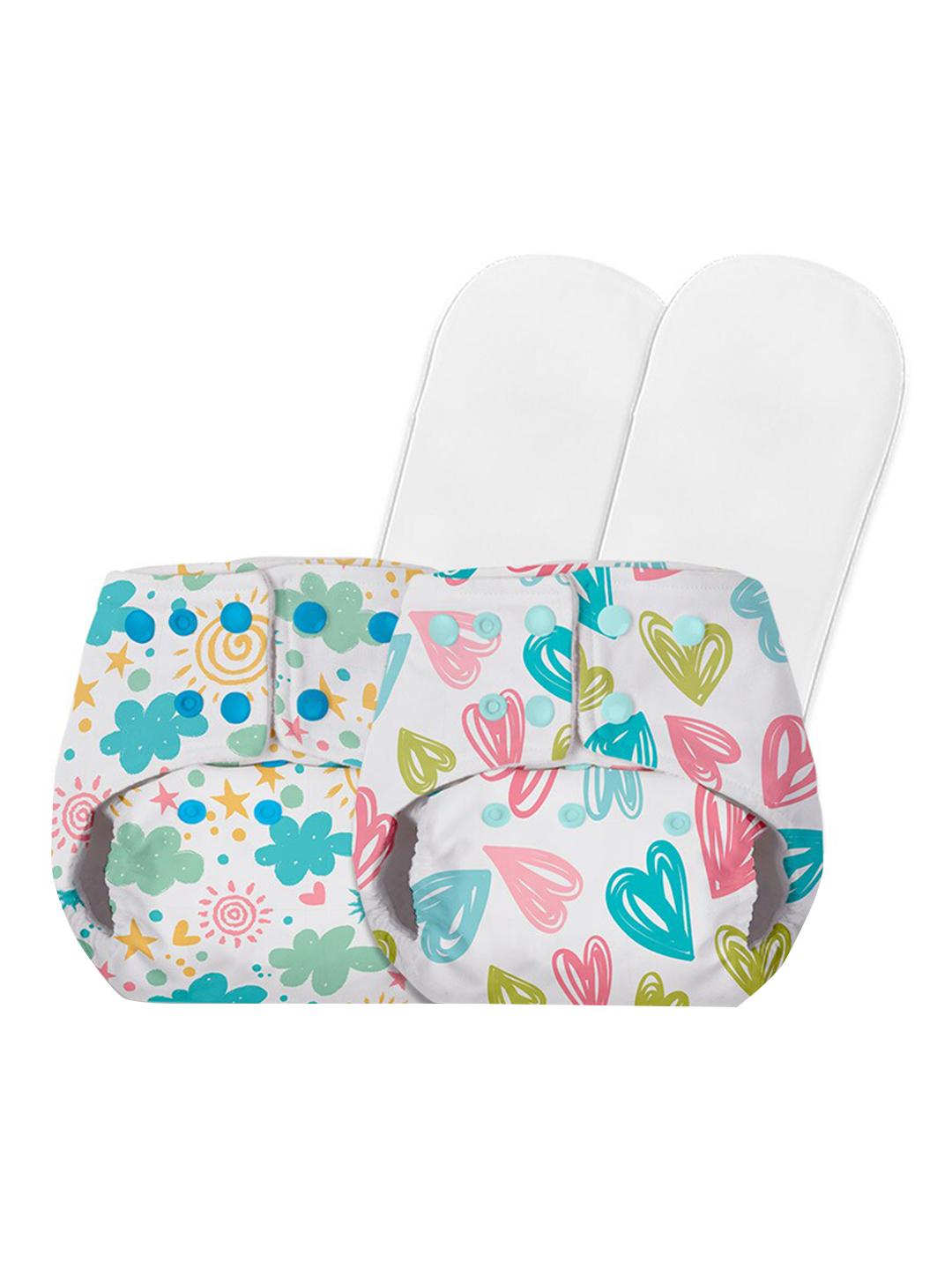 Buy BASIC By SuperBottoms Infants Assorted Pack Of 2 Reusable Diapers With 2 Dry Feel Inserts -  - Personal Care for Unisex Kids