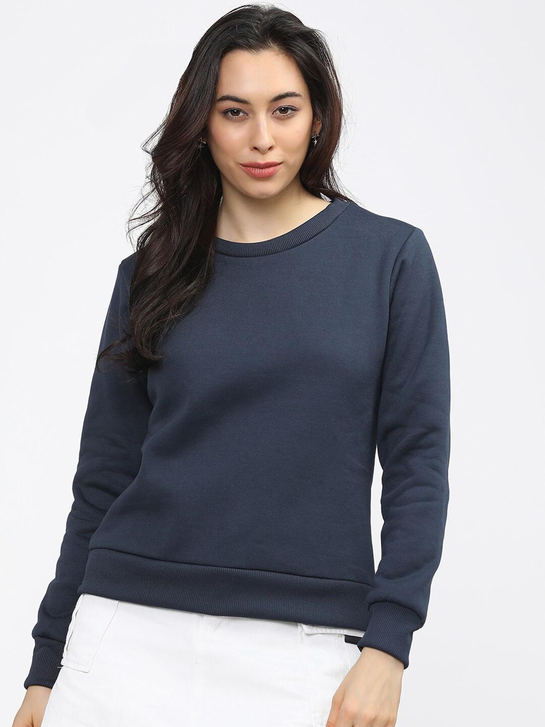 Women Royal Blue Terry TOKYO Printed Sweatshirt