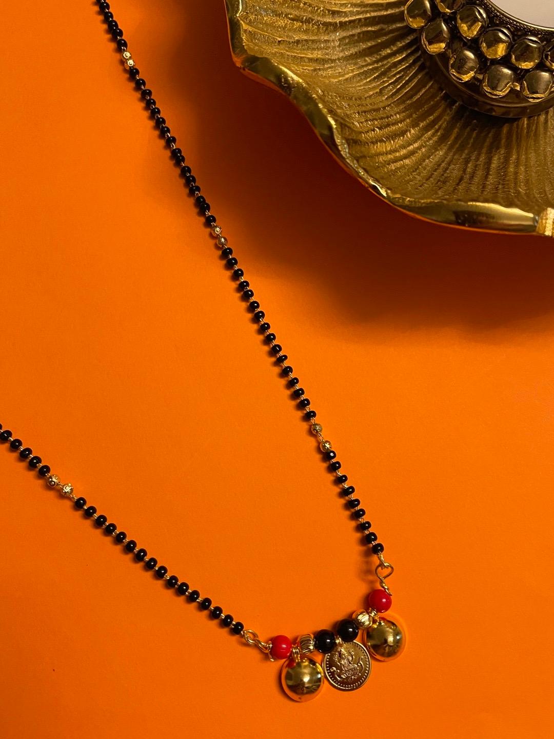 Buy Digital Dress Room Gold Plated Black & Red Beaded Mangalsutra -  - Accessories for Women