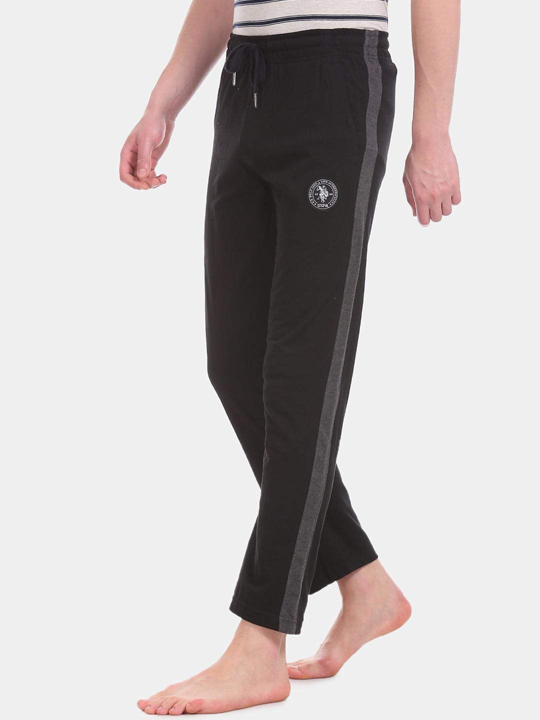 Buy U.S. Polo Assn. Men Black Solid Lounge Pants - - Apparel for Men