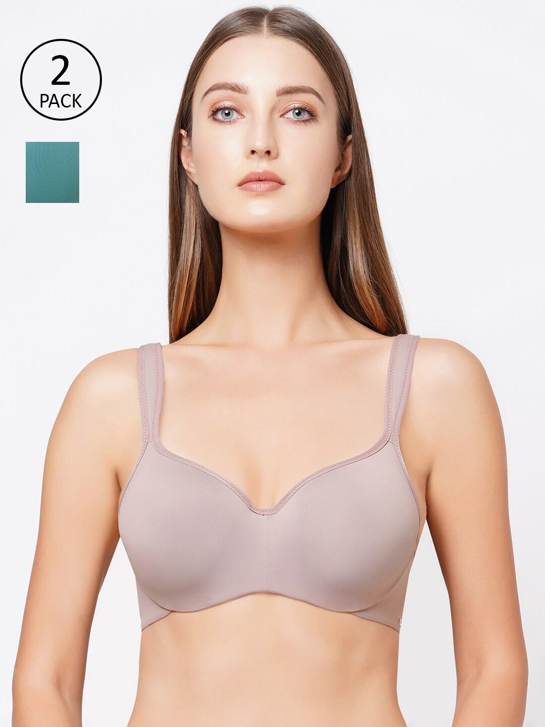 Buy SOIE Full Coverage Padded Wired Sweetheart Neckline Seamless Cups Bra Pack Of 2 - - Apparel for Women
