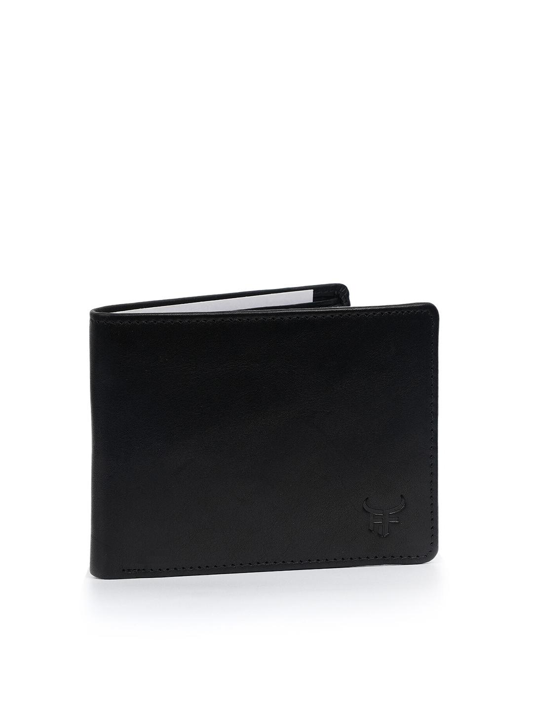 Buy Fusion Threads Men Black Textured Genuine Leather Two Fold Wallet ...