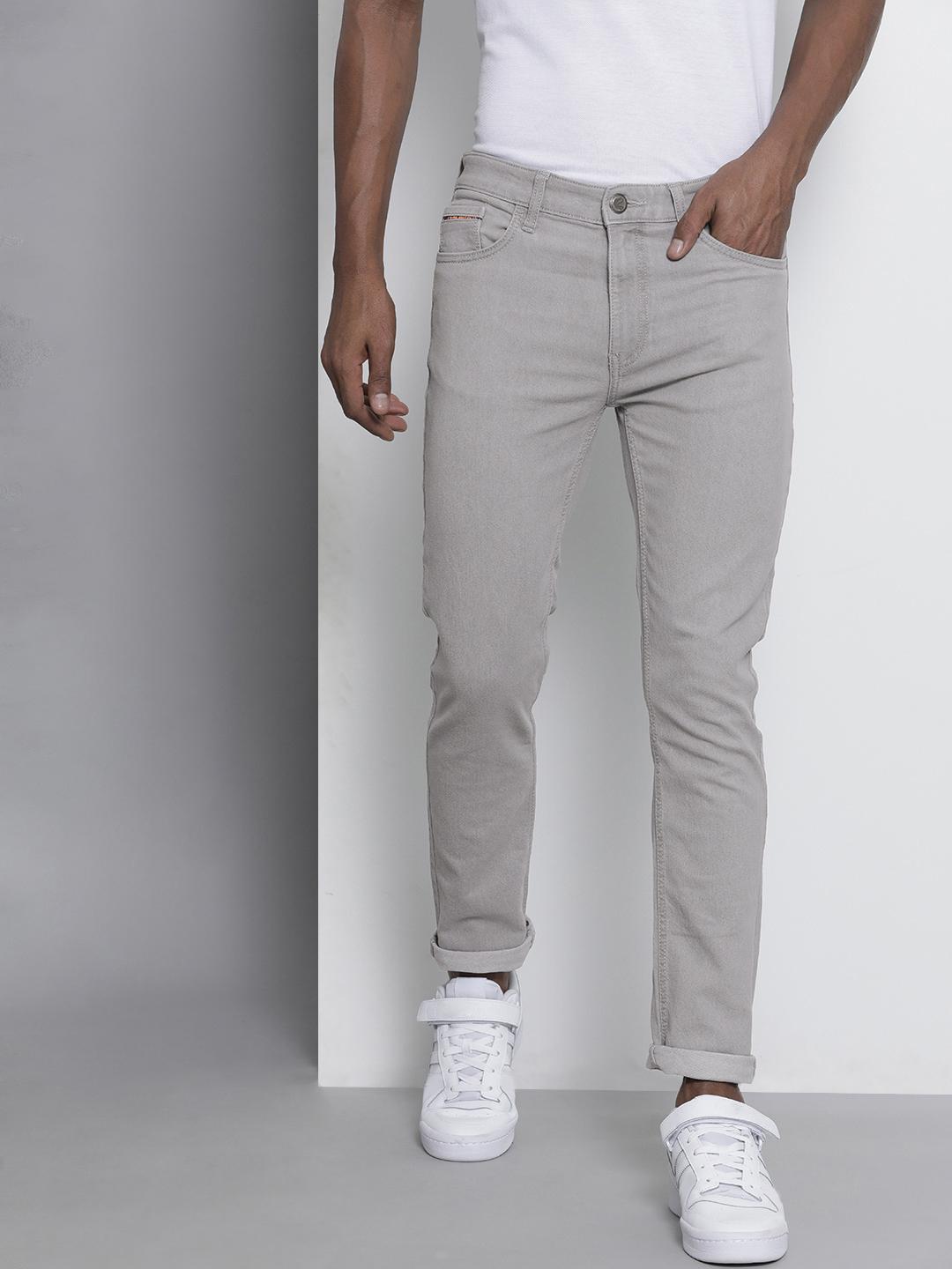 The Indian Garage Co Men Grey Slim Fit Mid-Rise Clean Look Stretchable Jeans