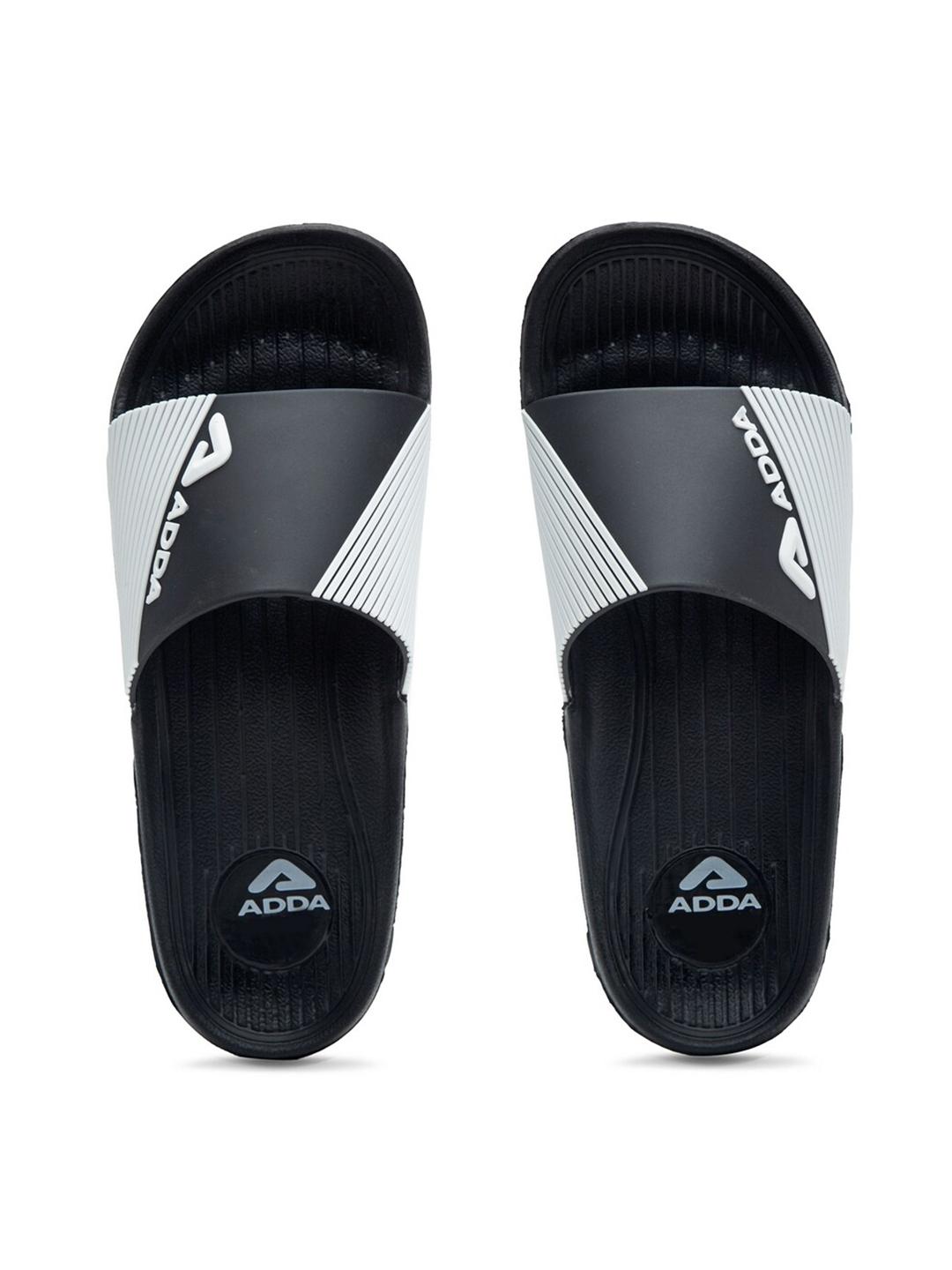 Buy Adda Men Black & White Rubber Sliders - Flip Flops for Men 16620774 ...