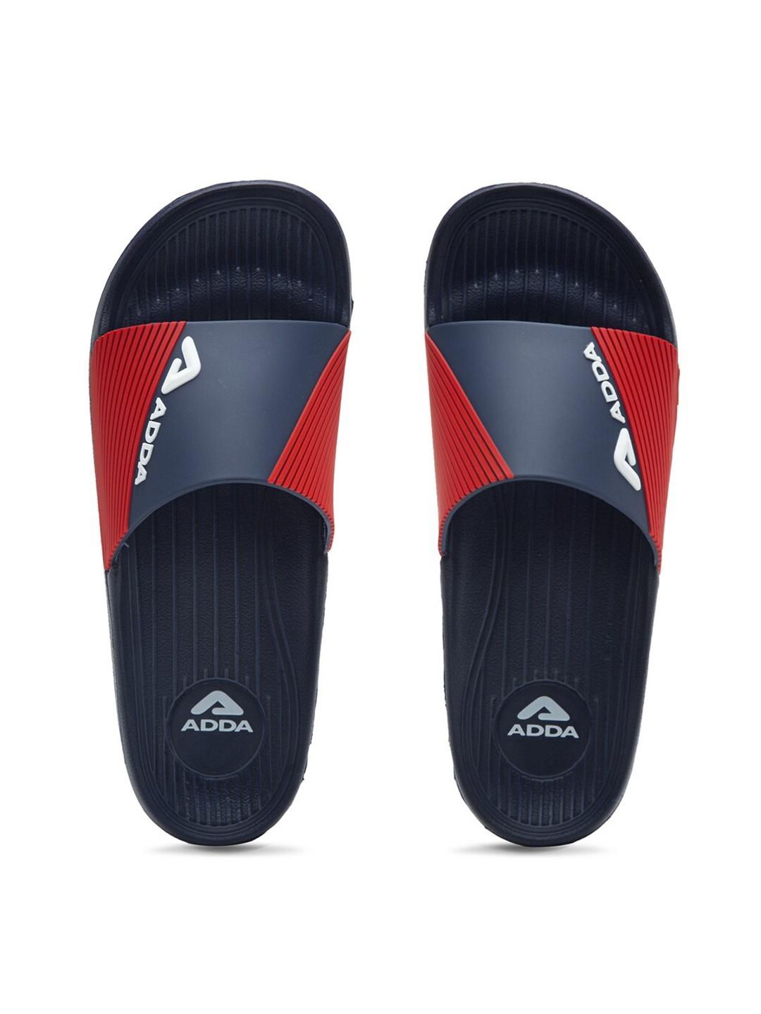 Buy Adda Men Navy Blue Colourblocked Sliders - Flip Flops for Men ...