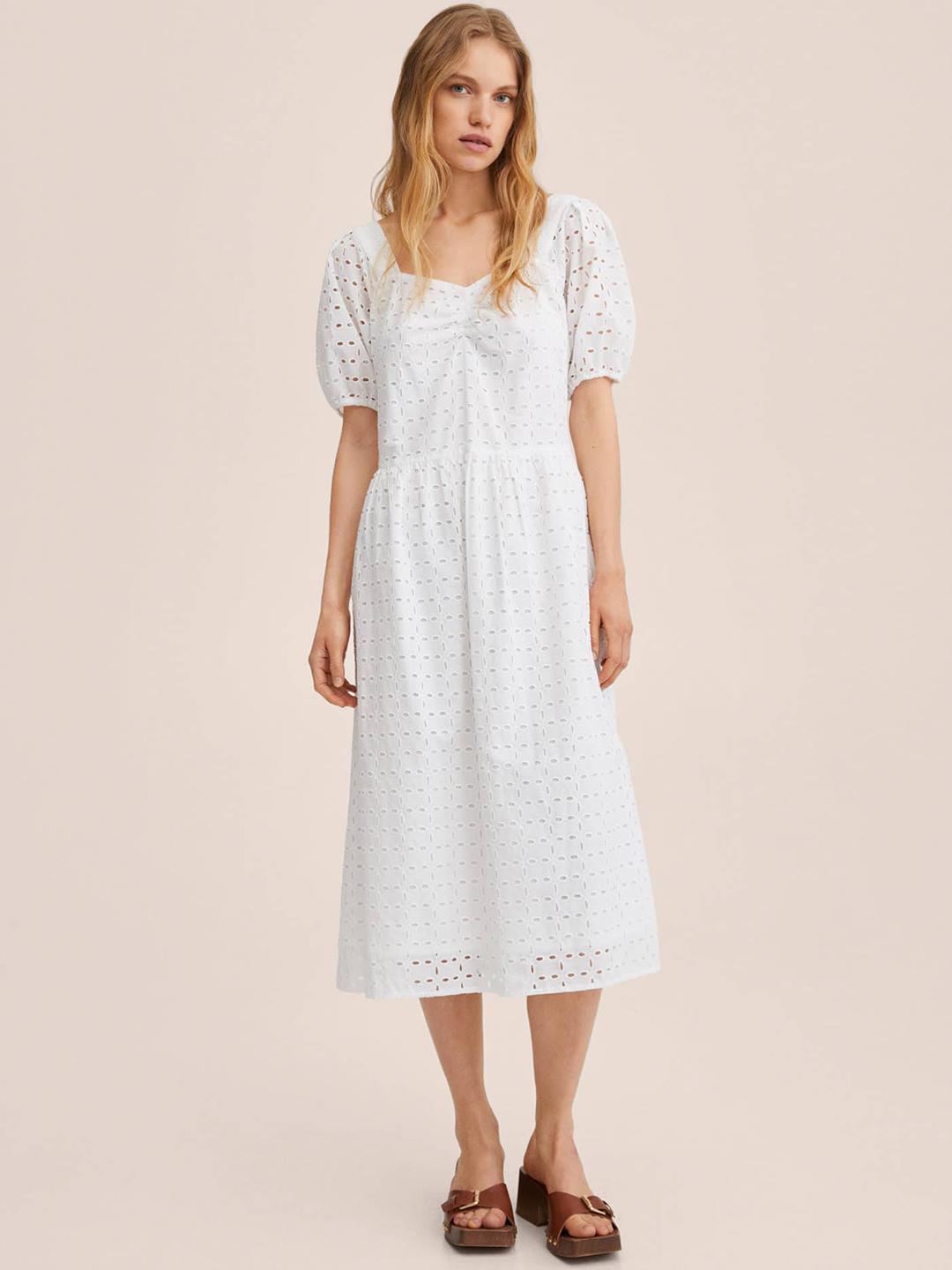 Mango Schiffli Midi Dress