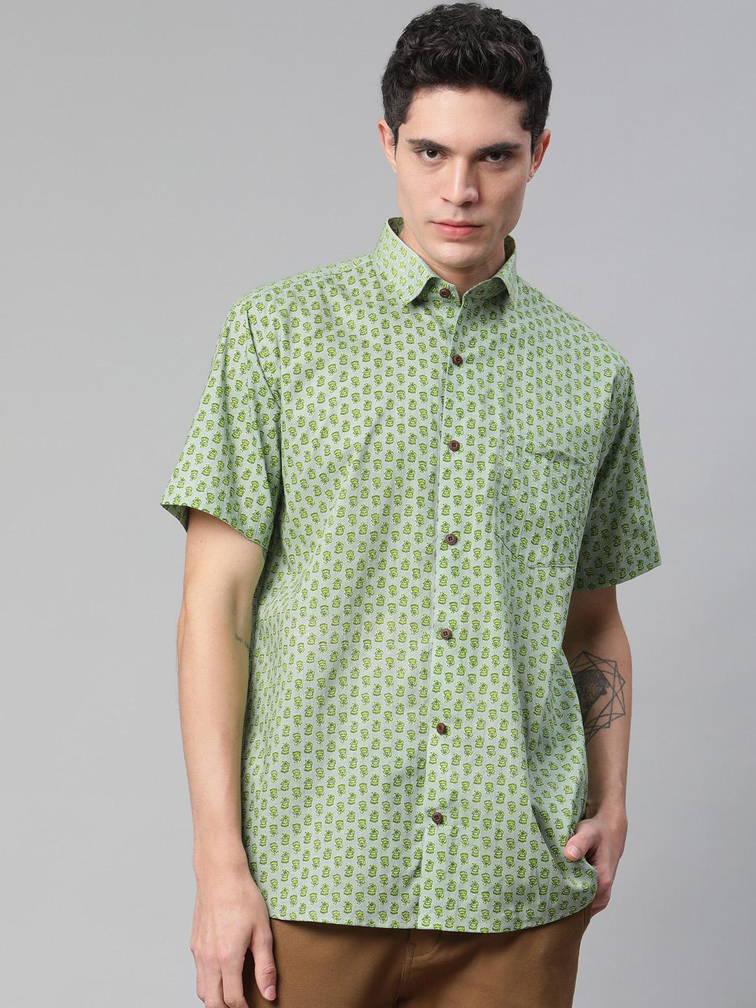 Millennial Men Light Green Cotton Full Sleeves Shirt