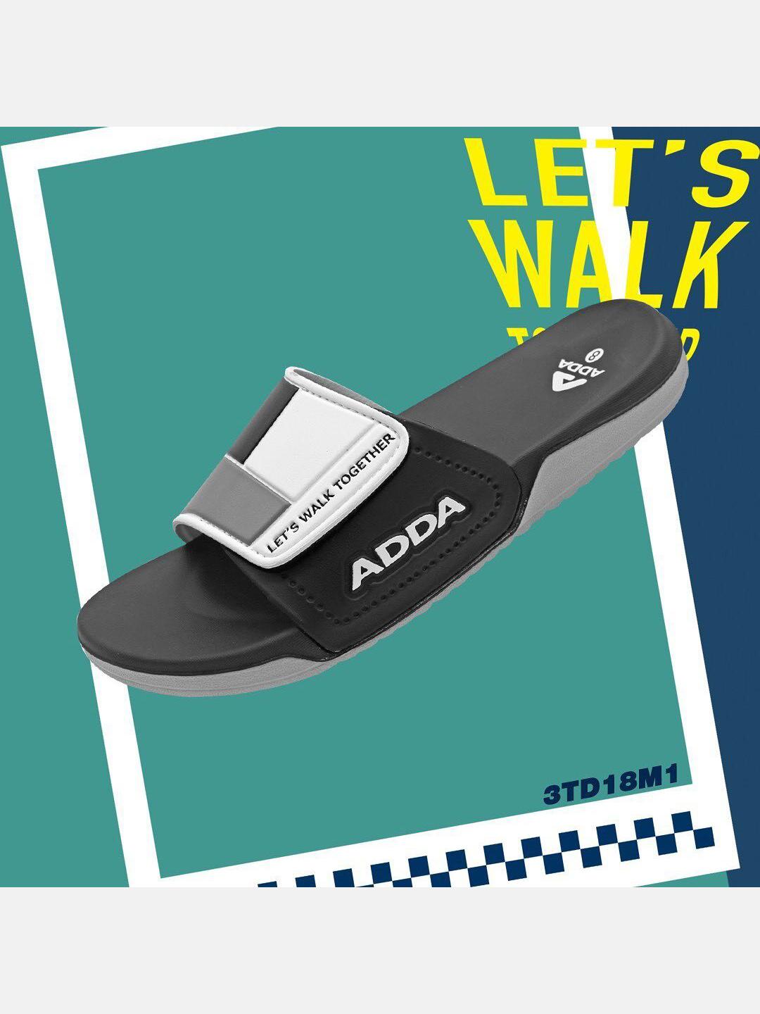 Buy Adda Men Black & White Printed Rubber Sliders Flip Flops - Flip ...