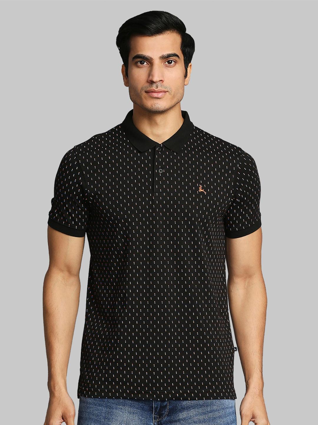 Buy Parx Men Black & White Printed Polo Collar Cotton T Shirt - Tshirts ...