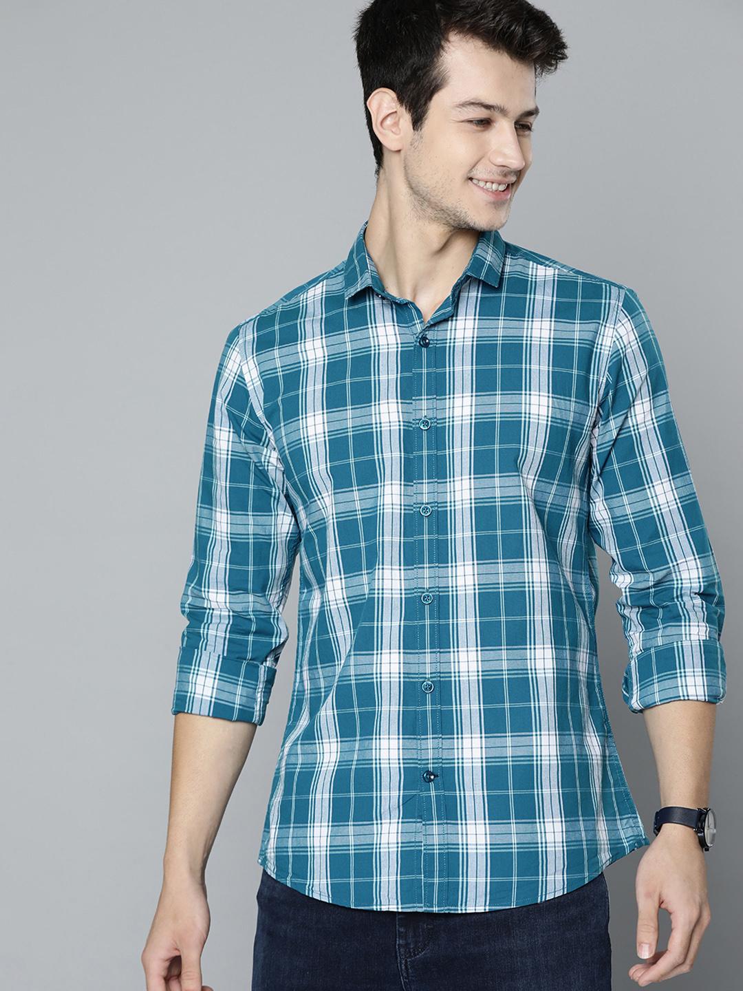 Mast & Harbour Men Blue Tartan Checked Casual Shirt