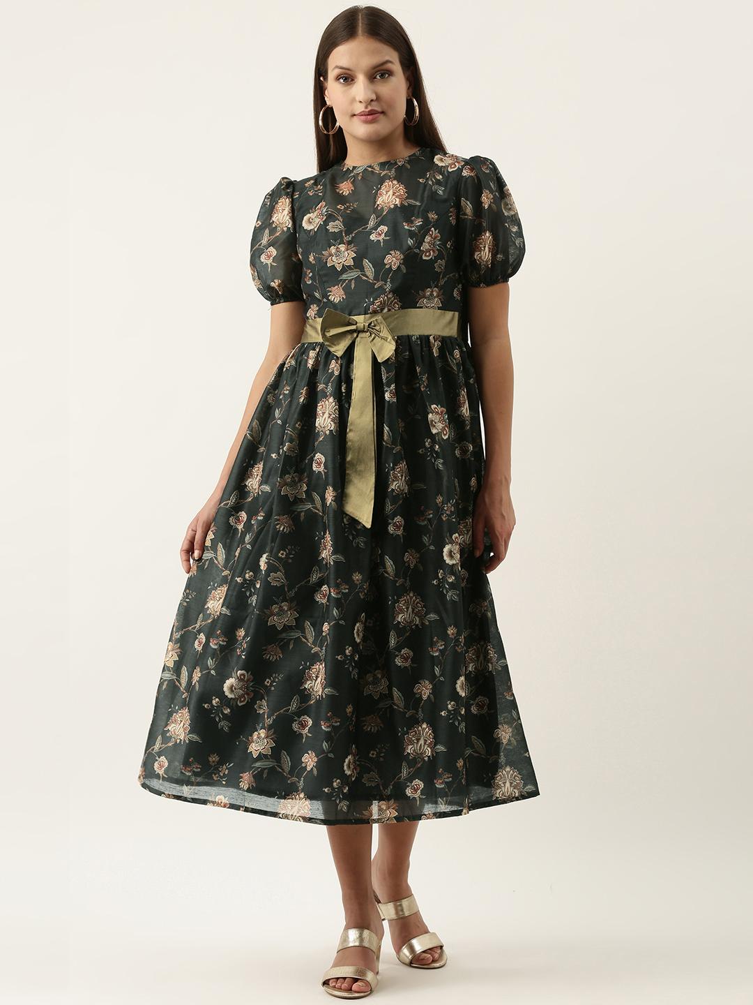 Women Printed A-Line Midi Ethnic Dresses