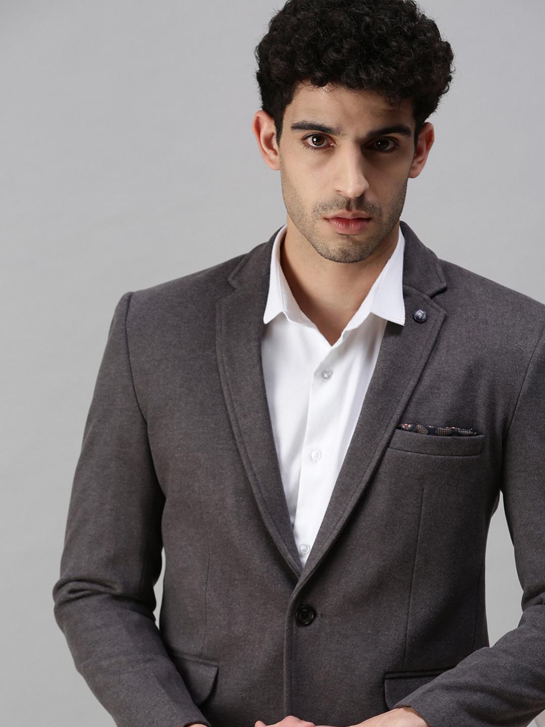Men's Grey Single Breasted Slim Fit Blazer