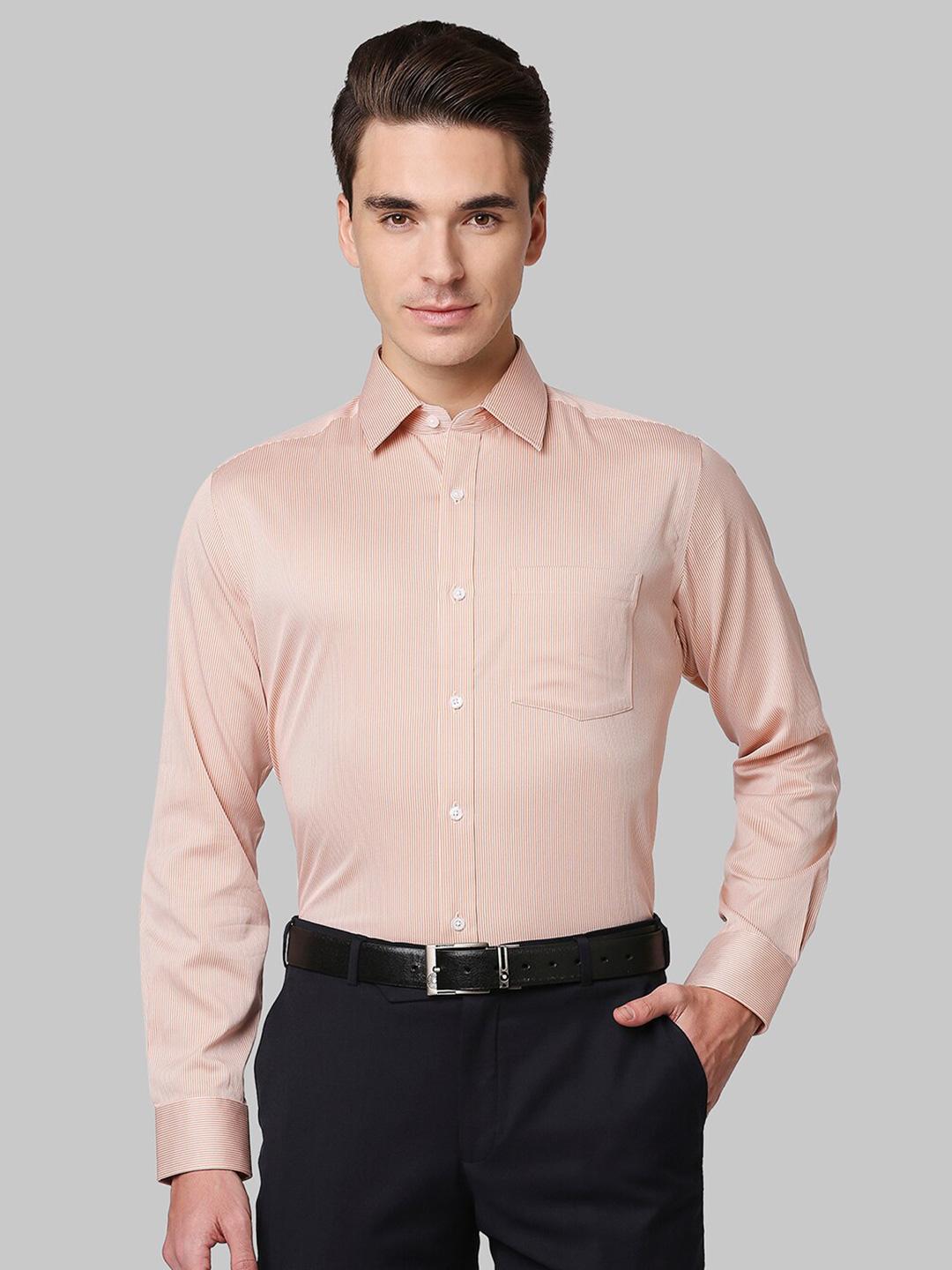 Orange Men'S Solid Cotton Formal Shirt