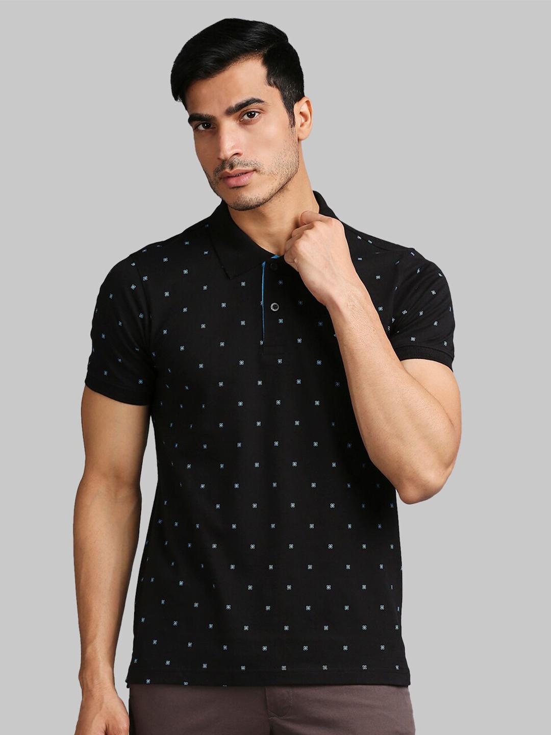 Buy Parx Men Black & Sea Green Printed Polo Collar T Shirt - Tshirts ...