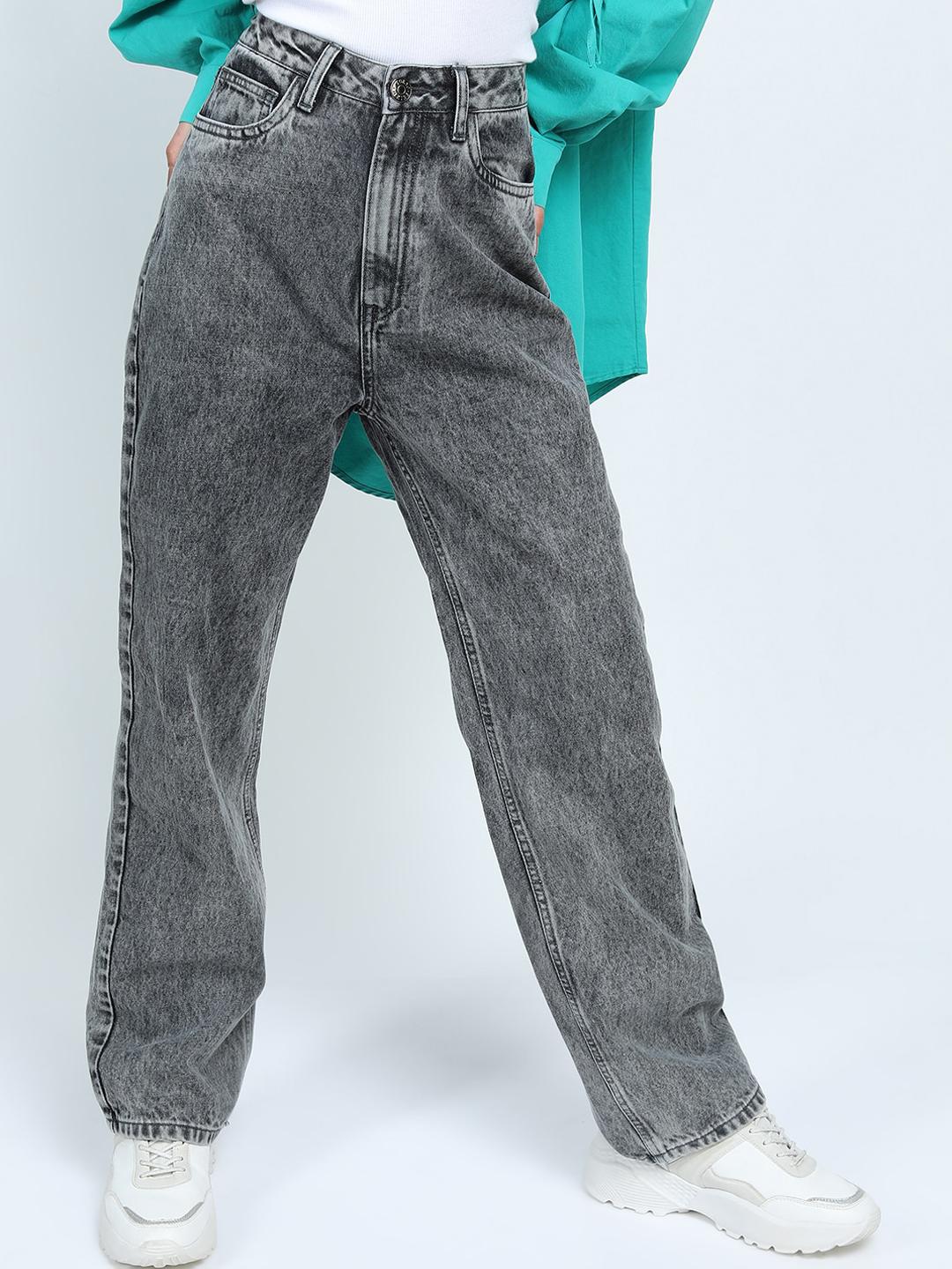 Tokyo Talkies Women Grey Straight Fit Light Fade Jeans