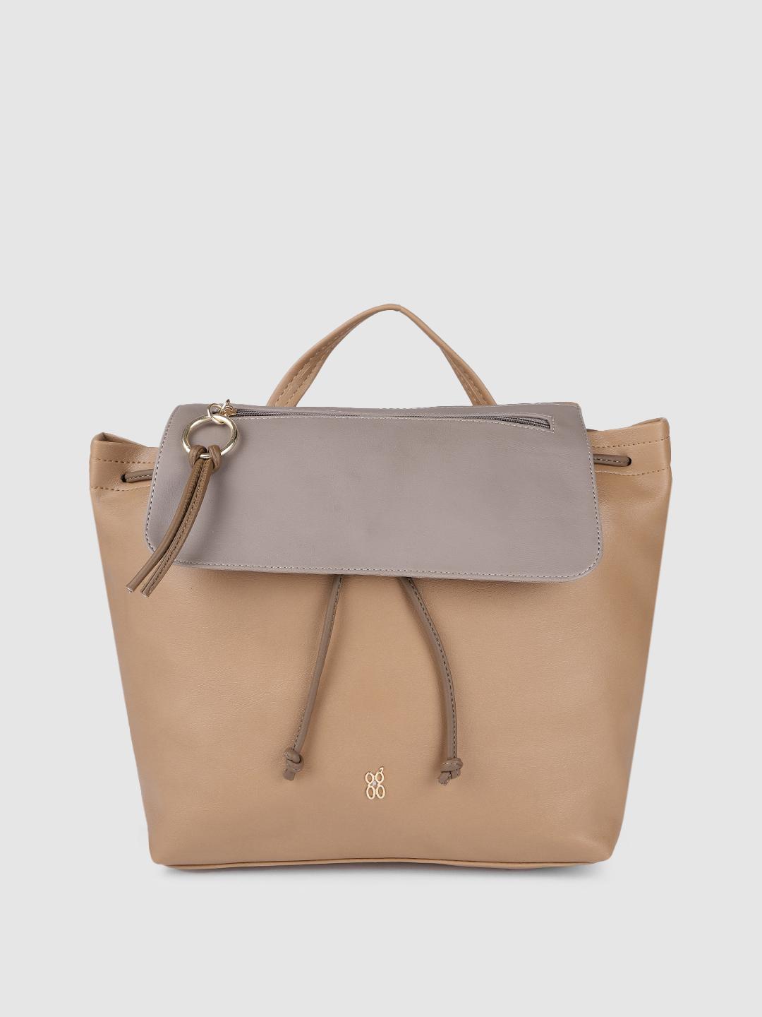 Buy Baggit Women Beige & Grey Solid Backpack - Backpacks for Women ...