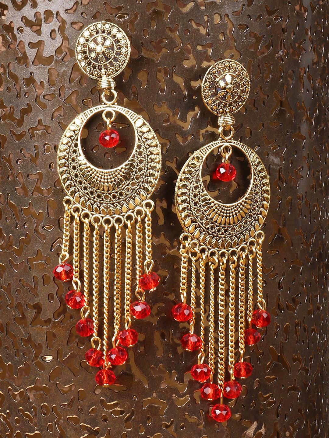 Buy ANIKAS CREATION Red Contemporary Drop Earrings - - Accessories for Women