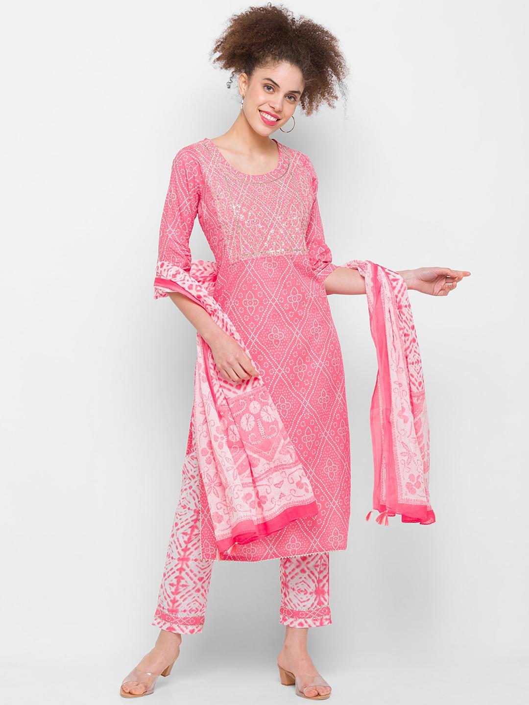 Women Peach-Coloured Ethnic Motifs Printed Kurta Set