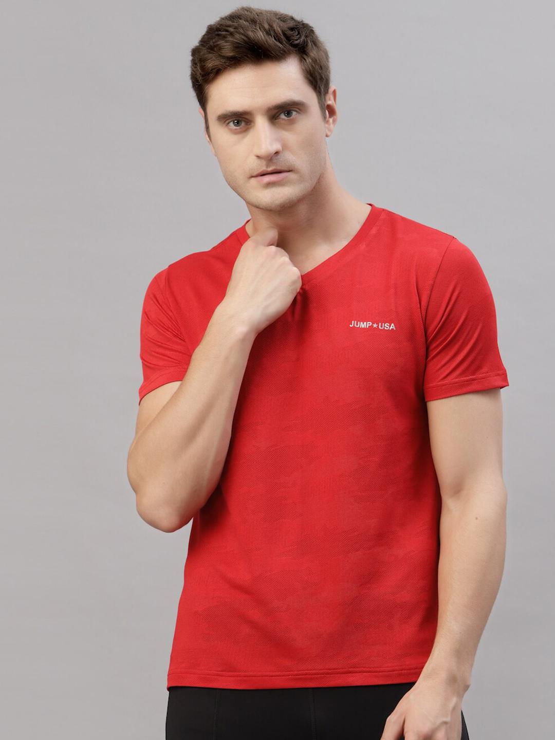 Buy JUMP USA Men Red V Neck T Shirt - Tshirts for Men 17662060 | Myntra