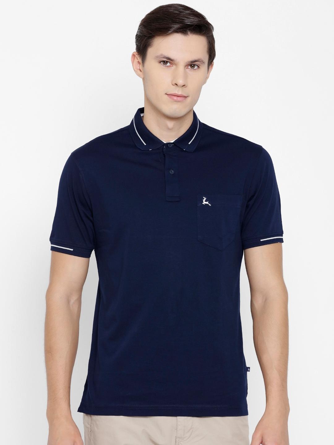 Buy Parx Men Navy Blue Solid Polo Collar Pure Cotton T Shirt - Tshirts ...