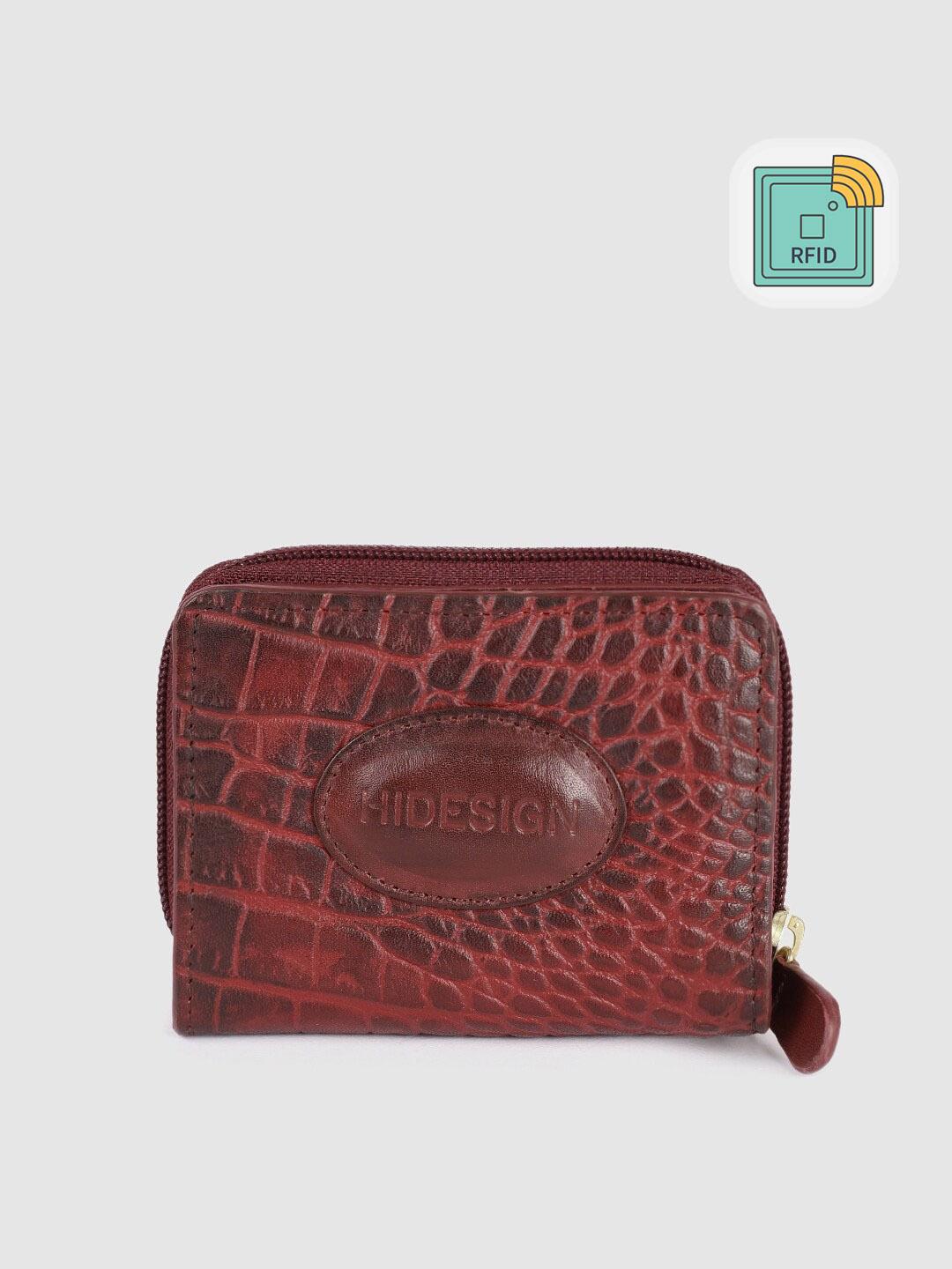 Buy Hidesign Women Maroon Animal Textured Leather Two Fold Wallet - - Accessories for Women