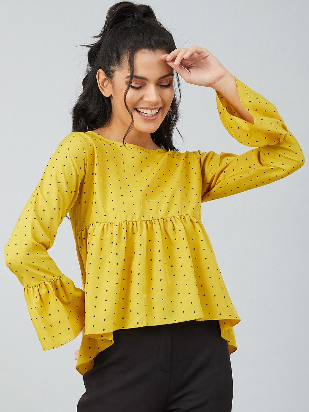 Women'S Mustard Yellow Embroidered Empire Top main image 1