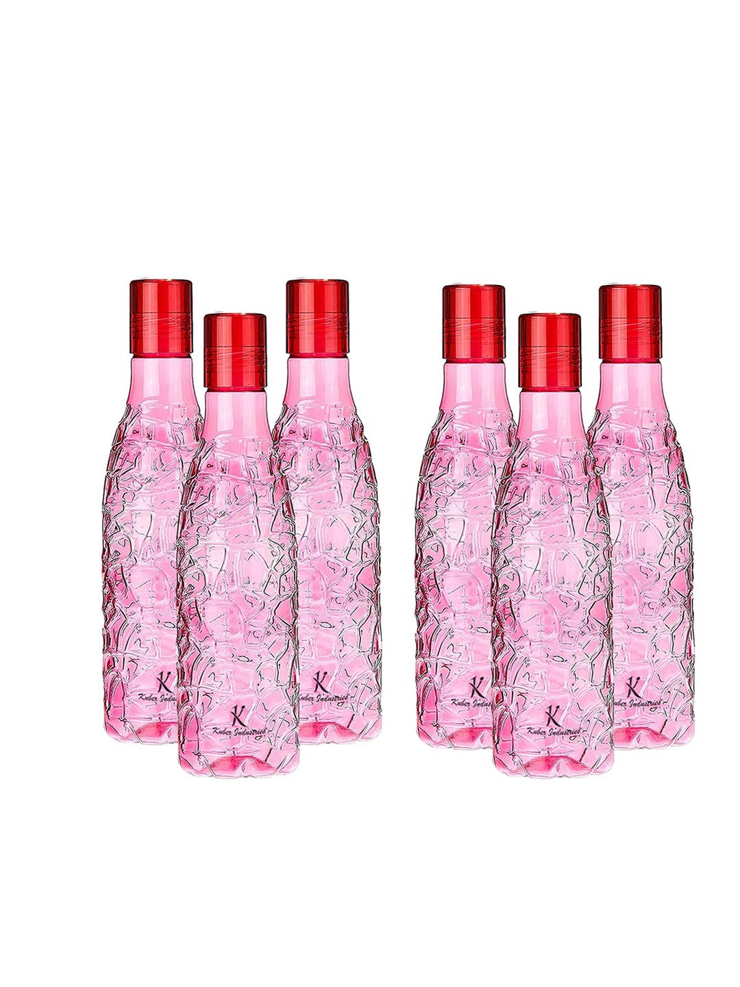 Buy Kuber Industries Pink Solid Plastic Spill Proof Set Of 6 Sipper Flask Water Bottle 1L -  - Home for Unisex