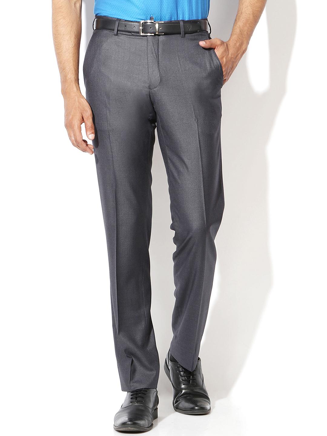 Buy Van Heusen Men Grey Slim Fit Formal Trousers - Trousers for Men ...