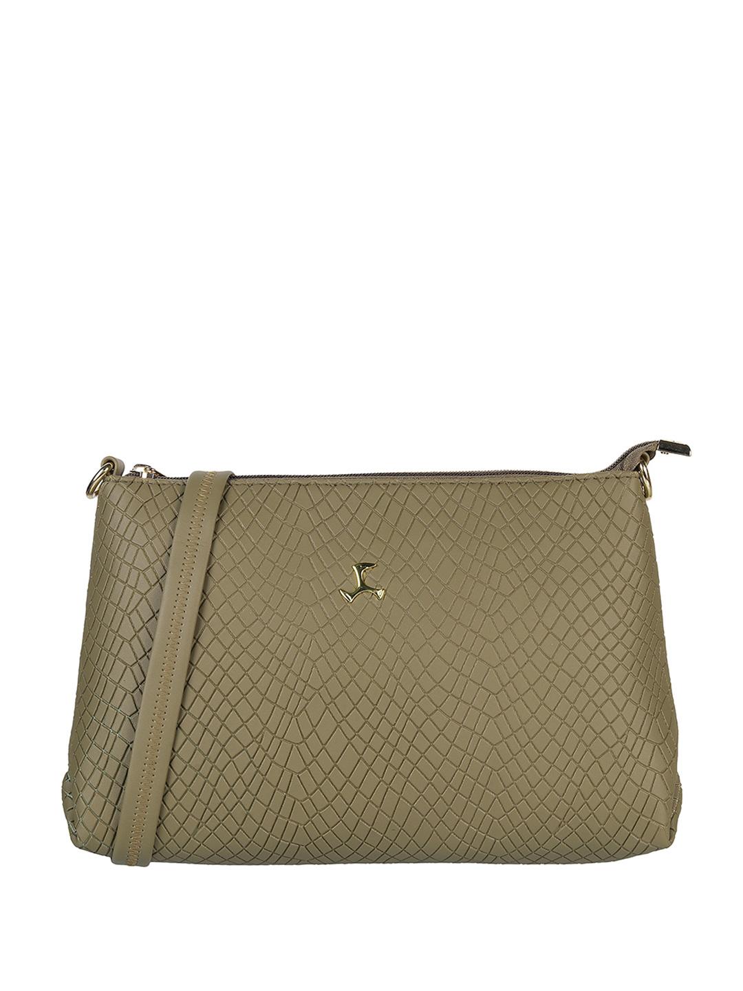 Buy Mochi Khaki Textured PU Structured Sling Bag With Quilted -  - Accessories for Women