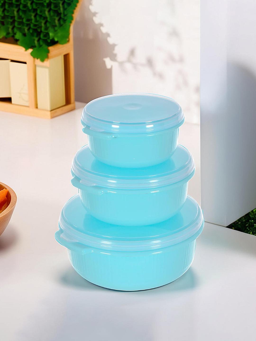 Buy Kuber Industries Set Of 3 Blue Plastic Storage Containers With Lid ...
