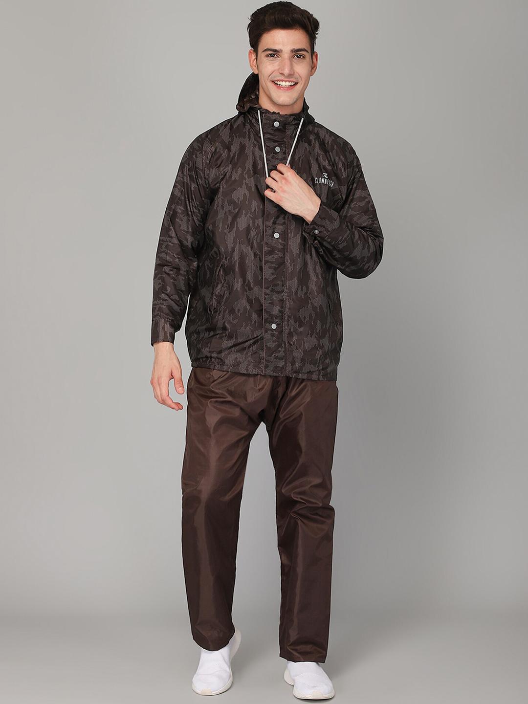 Buy THE CLOWNFISH Francis Men Brown Solid Waterproof Double Layer Raincoat - - Apparel for Men