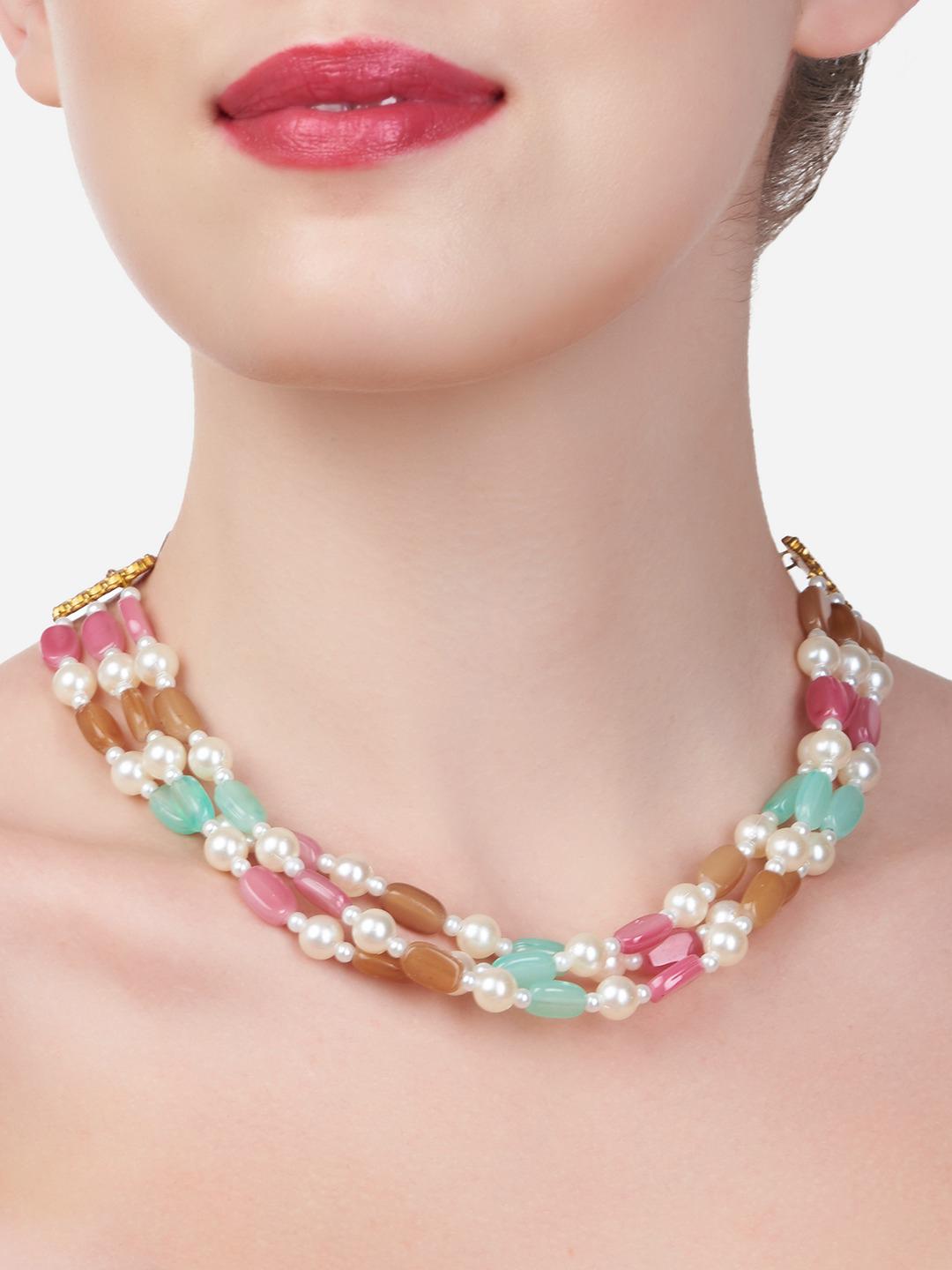 Buy Zaveri Pearls Multicoloured Gold Plated Beaded Choker Necklace - - Accessories for Women