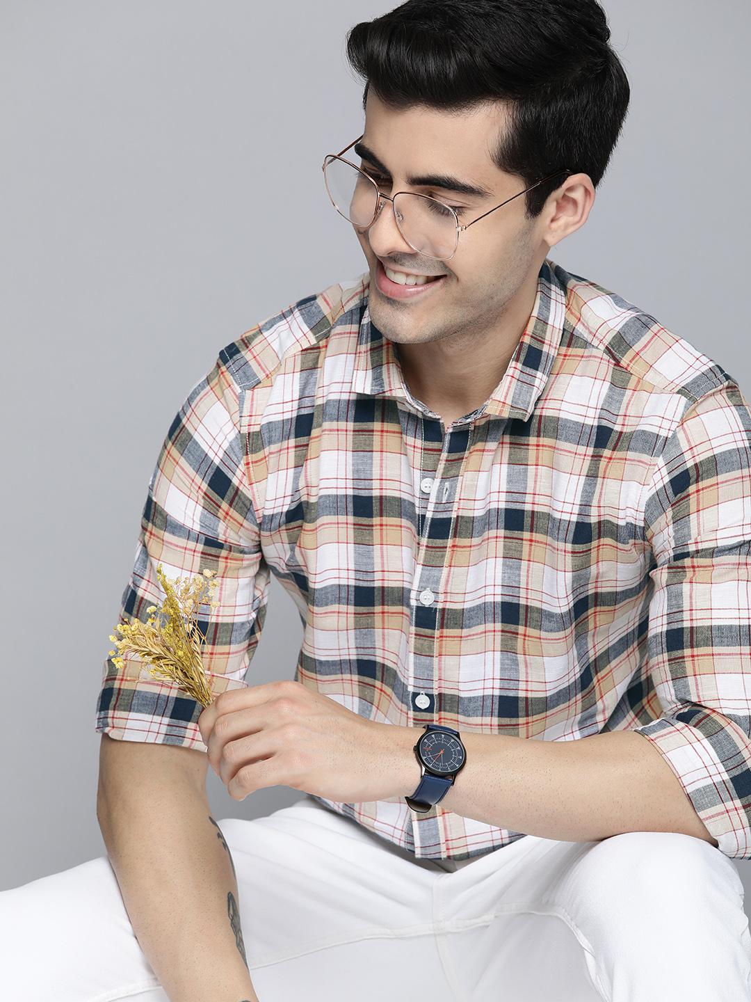 Mast & Harbour Men Brown Checked Cotton Casual Shirt