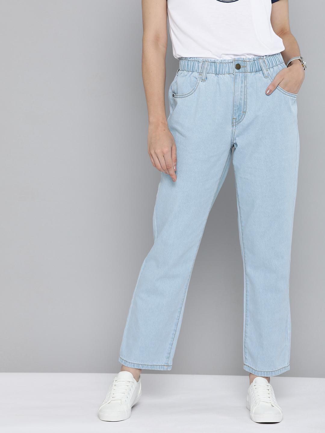 Mast & Harbour Women Blue Straight Fit High-Rise Stretchable Jeans
