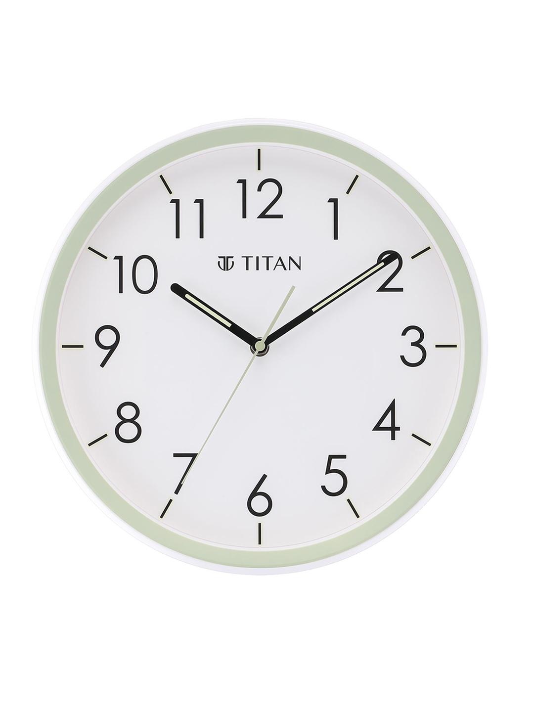 Buy Titan Green & White Printed Contemporary 40 Cm Wall Clock - - Home for Unisex