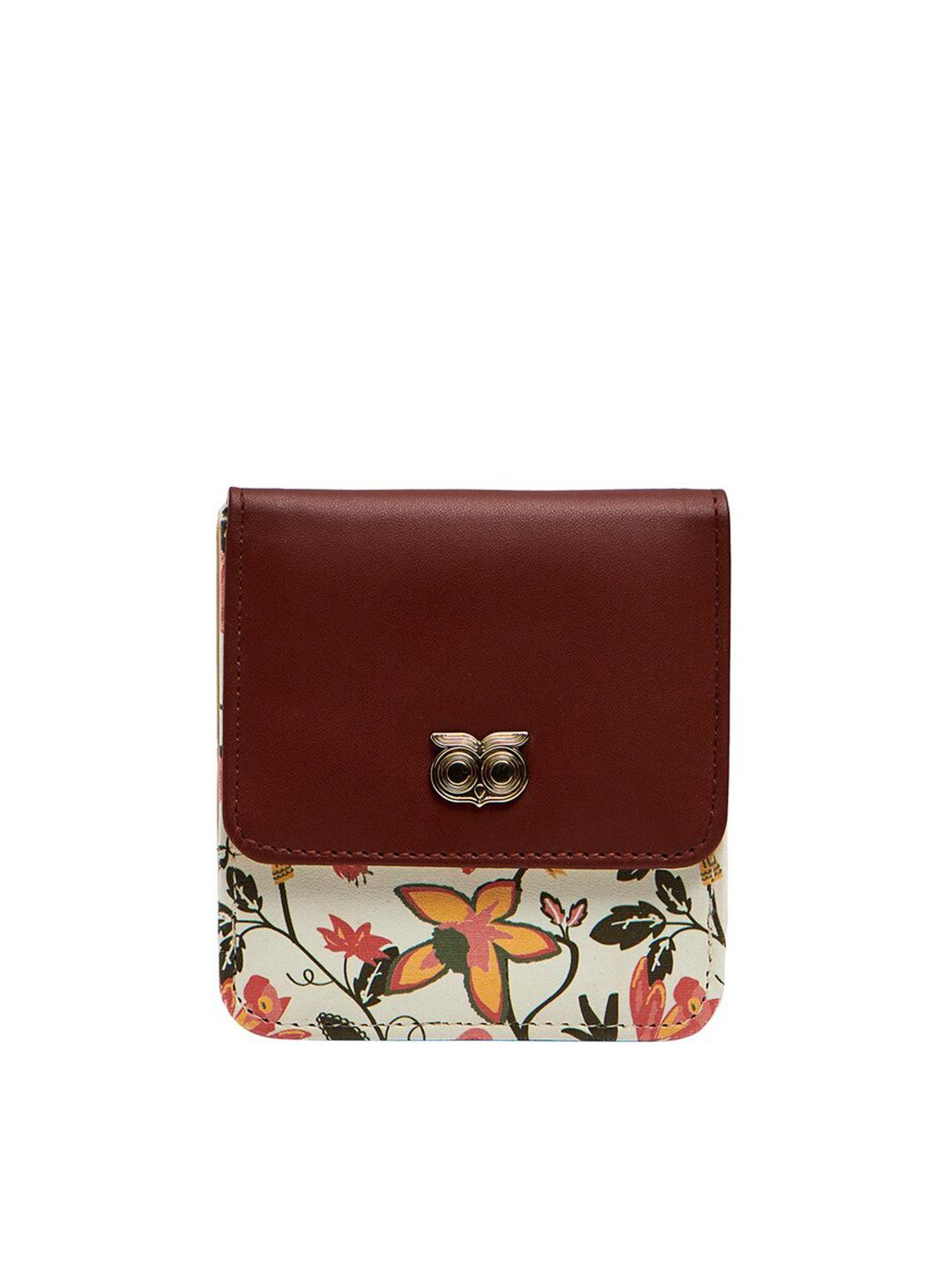 Buy Chumbak Women Brown & White Floral Printed PU Two Fold Wallet - - Accessories for Women