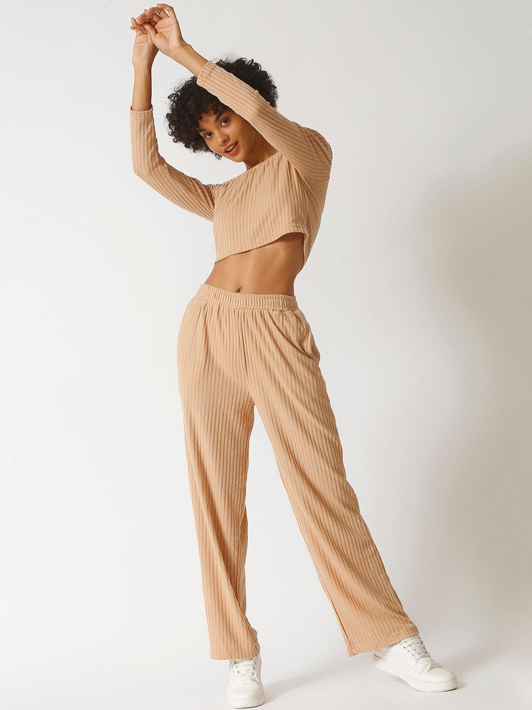 Buy PINACOLADA Women Brown Top With Trousers Co Ords Set - - Apparel for Women