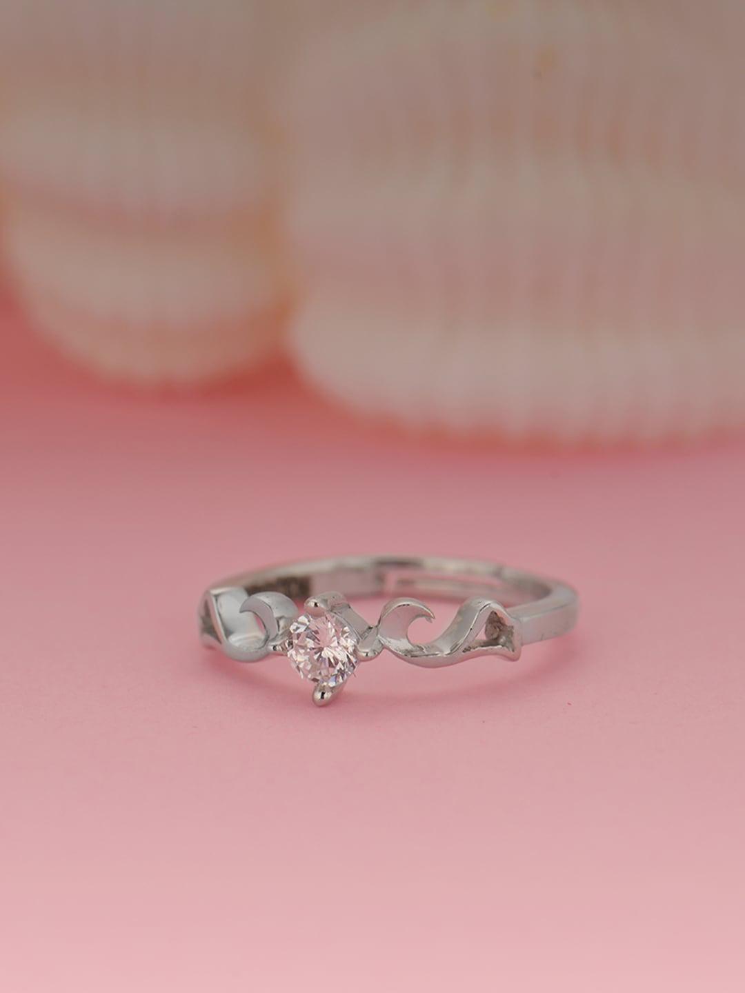Buy GIVA White 925 Silver Zircon Beachy Waves Ring - - Accessories for Women