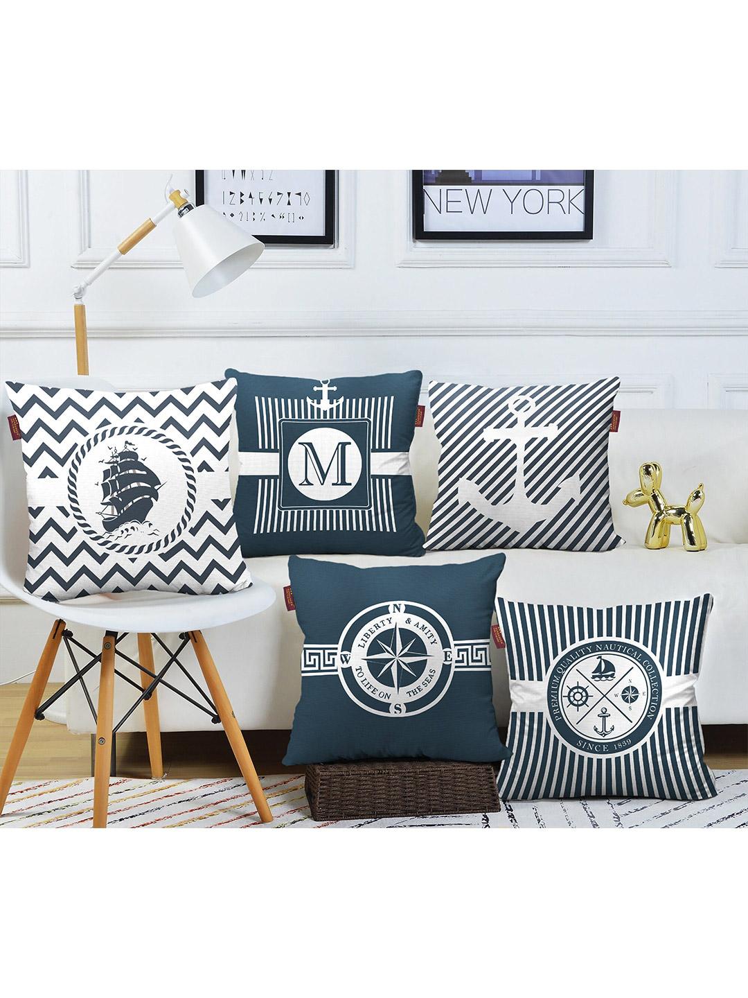 Buy AEROHAVEN Typography Cotton Canvas Breathable 5 Pcs Embellished Cushion Covers  18x18In -  - Home for Unisex