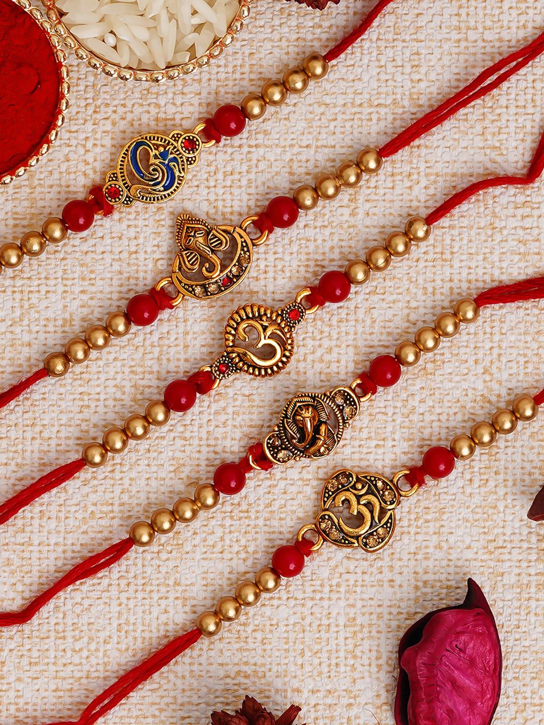Buy Artisyn Multicolored Designer Religious Pack Of 5 Rakhi - Rakhi for ...