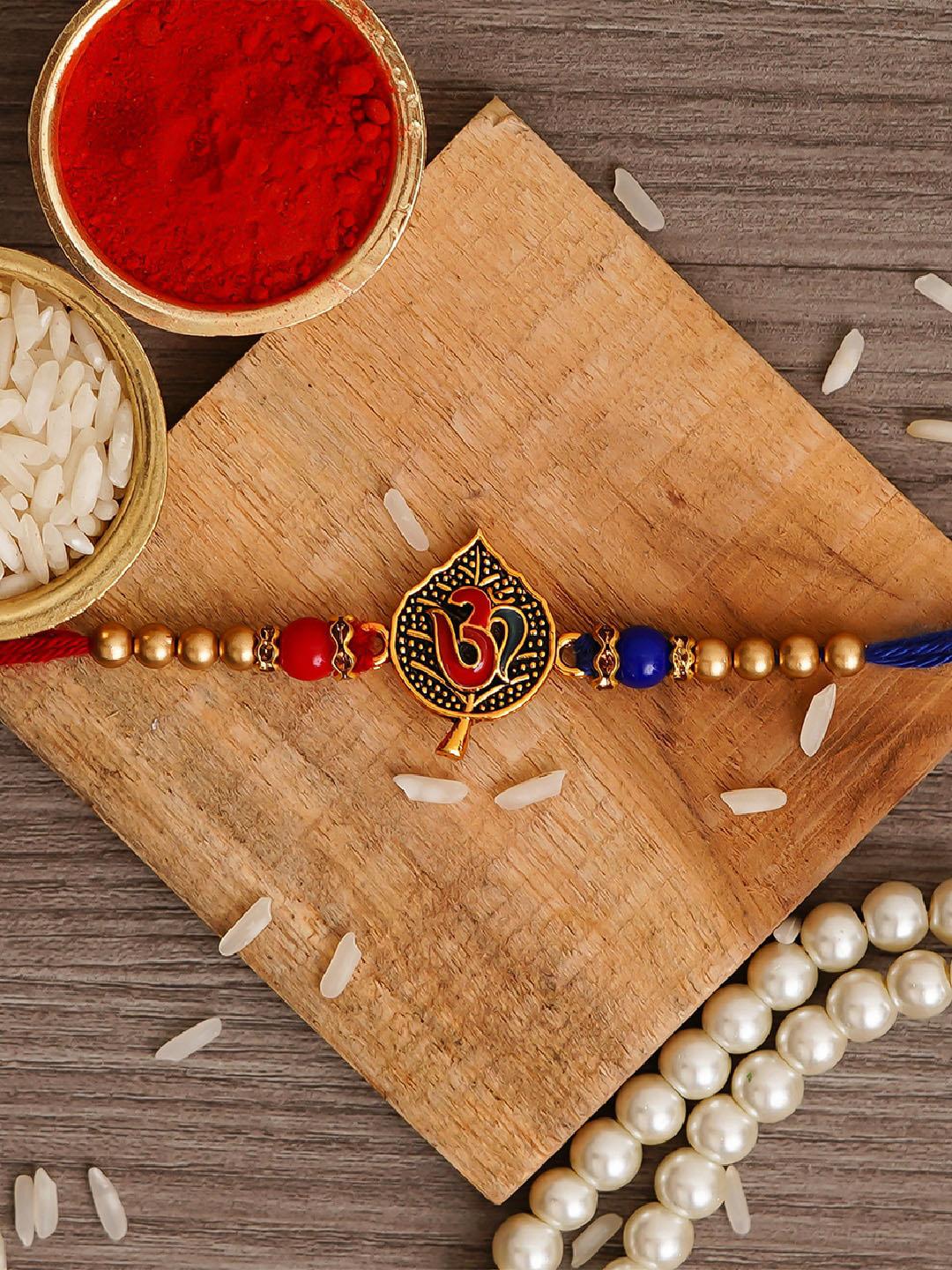 Buy ECraftIndia Red & Blue Om Rakhi Set - Rakhi for Unisex 18768506 ...