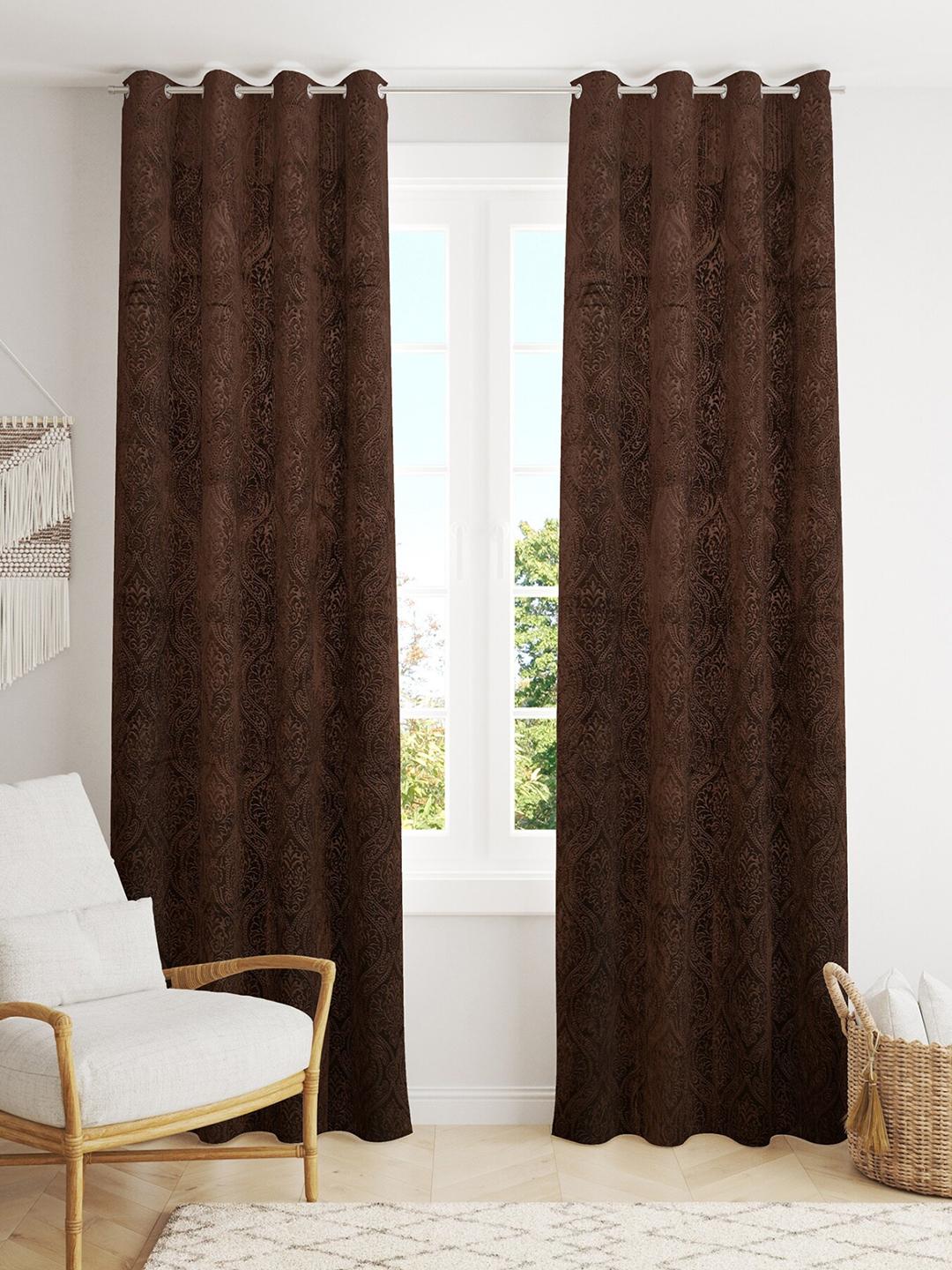 Buy Homefab India Brown Set Of 2 Room Darkening Long Door Curtain - - Home for Unisex