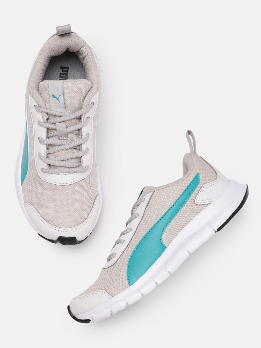 Puma Women Beige & Turquoise Blue Pacific Maze Colourblocked Sneakers