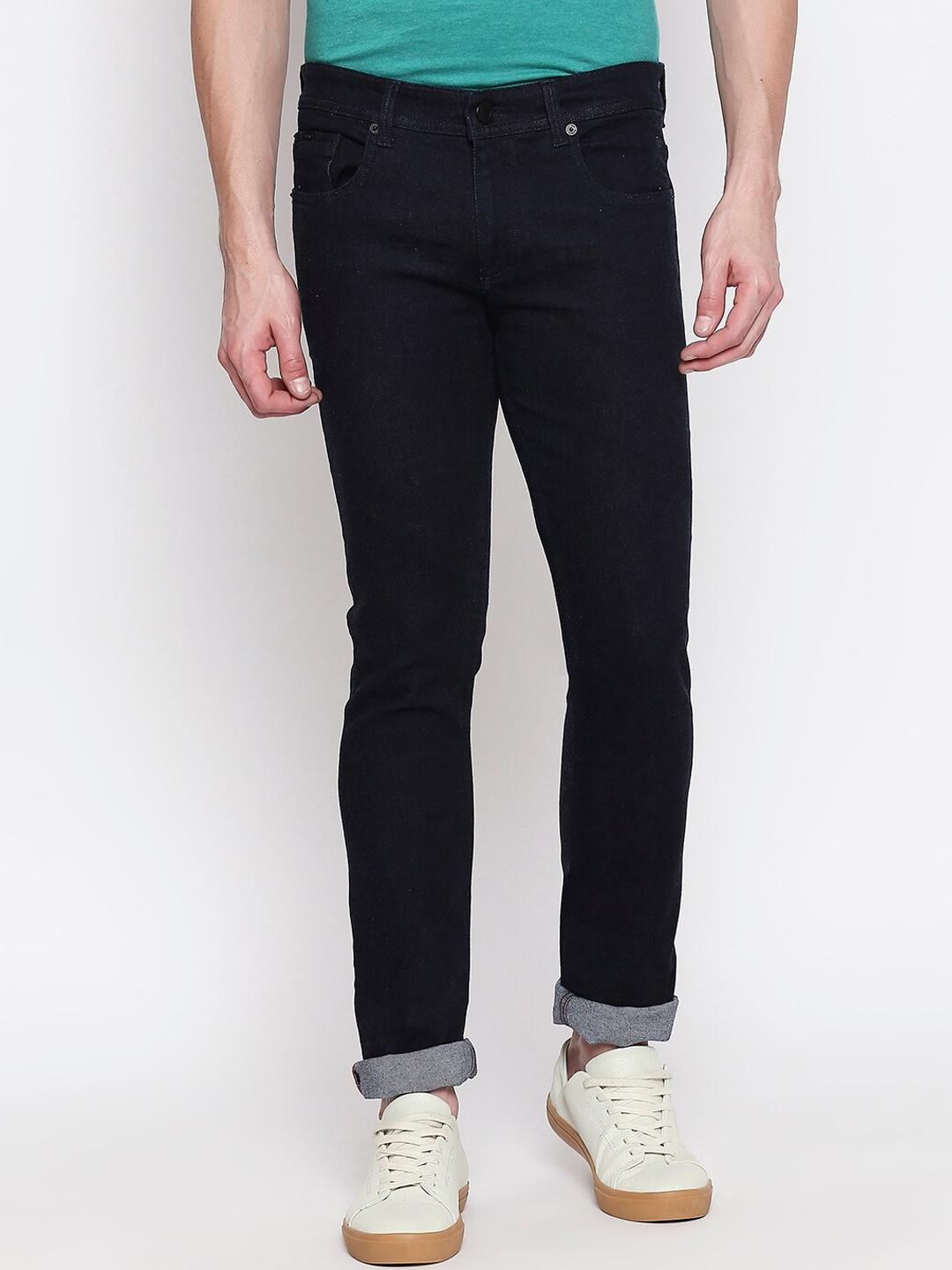 Men's Navy Blue Comfort Straight Fit Low-Rise Stretchable Jeans