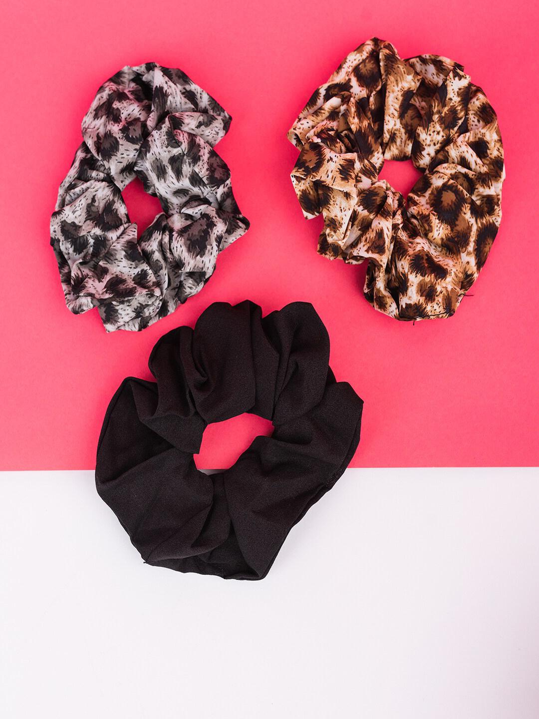 Buy Jewelz Women Black & Brown Set Of 3 Ponytail Holders - - Accessories for Women