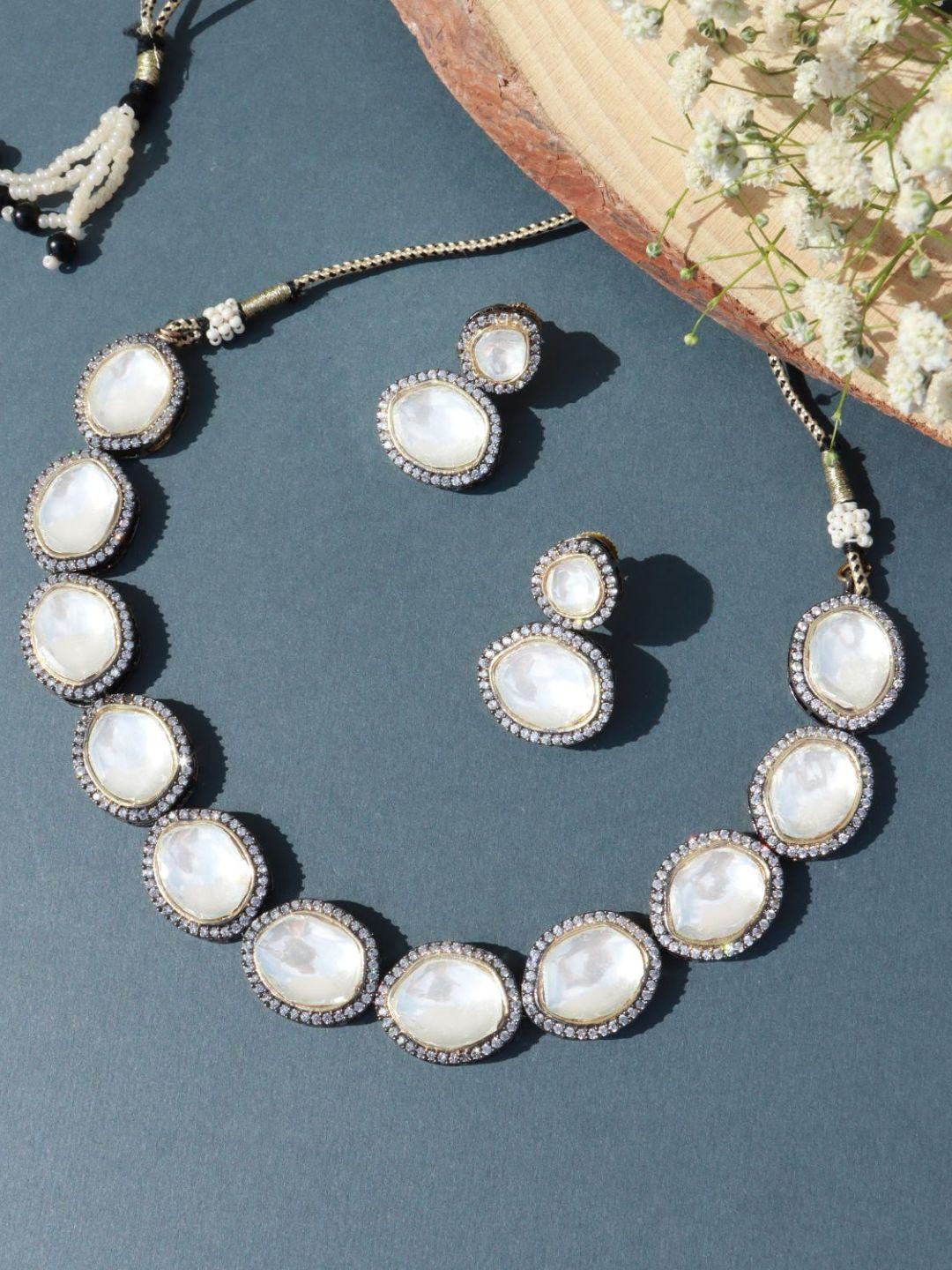 Whitestone Set Buy I Jewels White Stone Studded Gold Plated Choker Jewellery Set ...