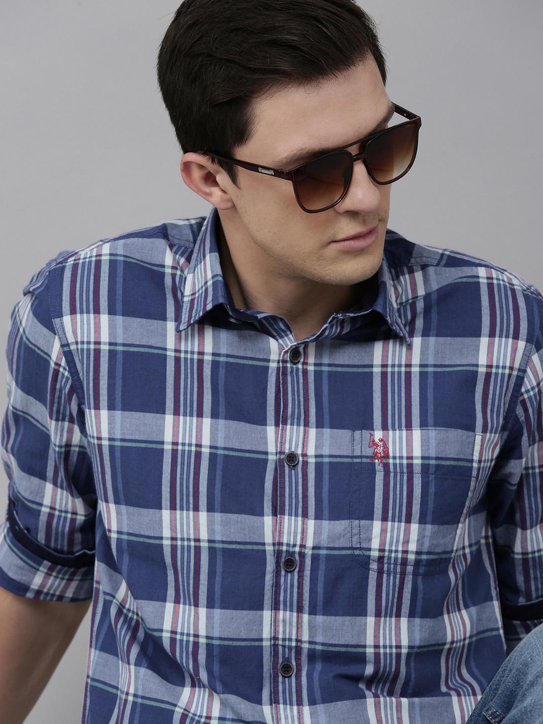 U.S. POLO ASSN. Blue Cotton Men's Shirt