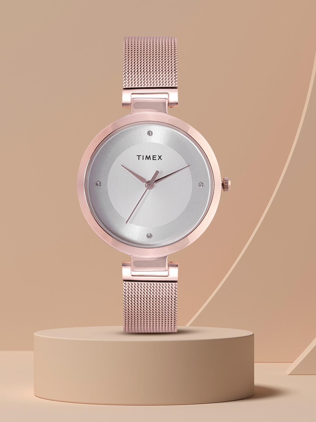 Buy Timex Women Silver Toned Dial & Rose Gold Toned Bracelet Style Analogue Watch TWEL107SMU01 - - Accessories for Women