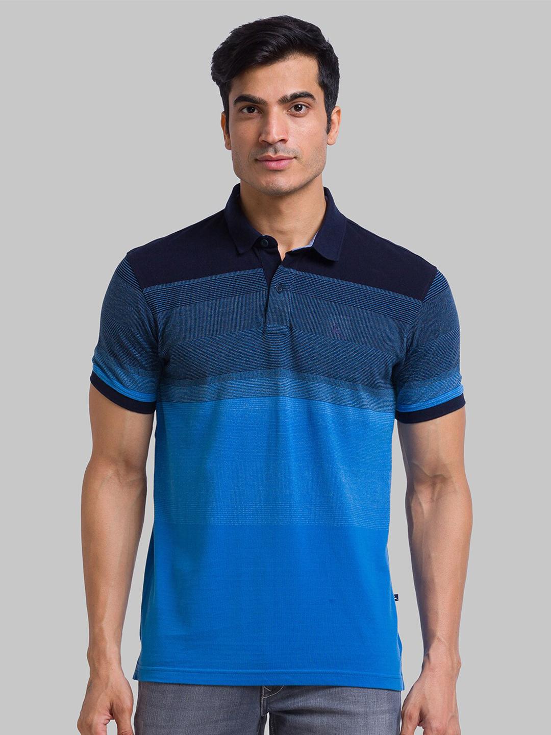 Buy Parx Men Blue Striped Polo Collar T Shirt - Tshirts for Men ...